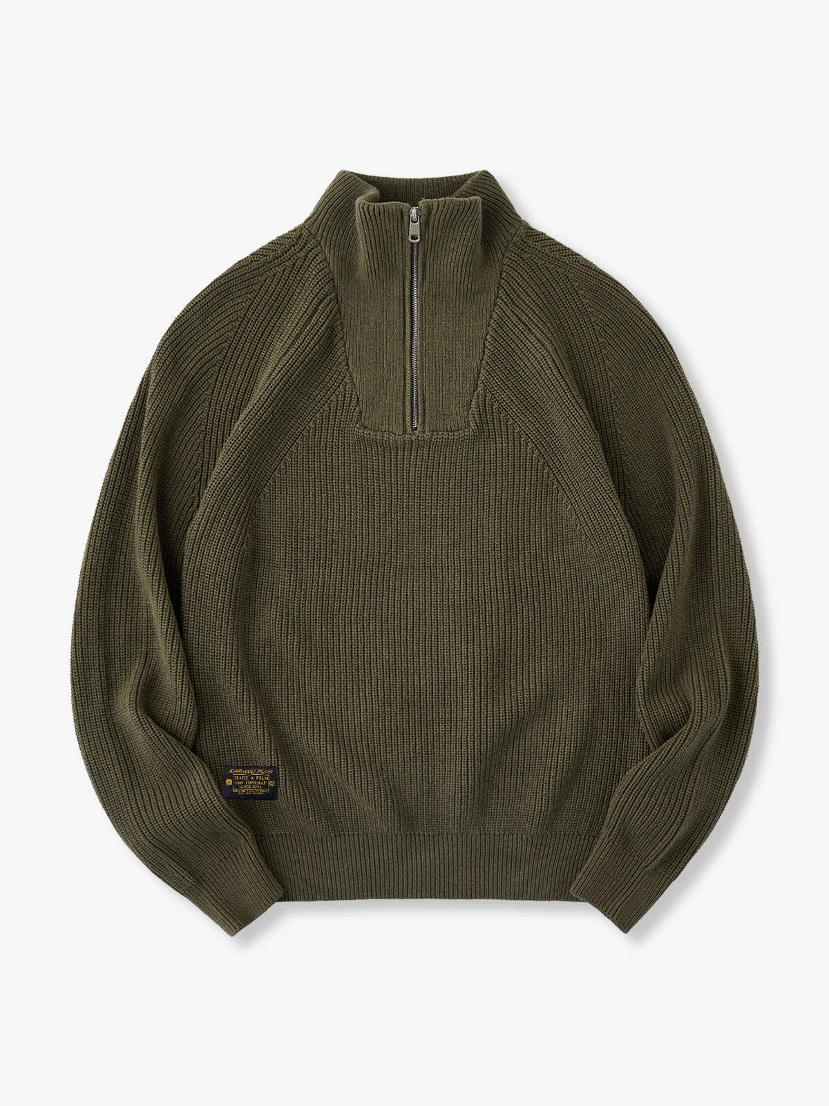 [Pre-Order] Chunky Ribbed Half-Zip Sweater with Stand Collar