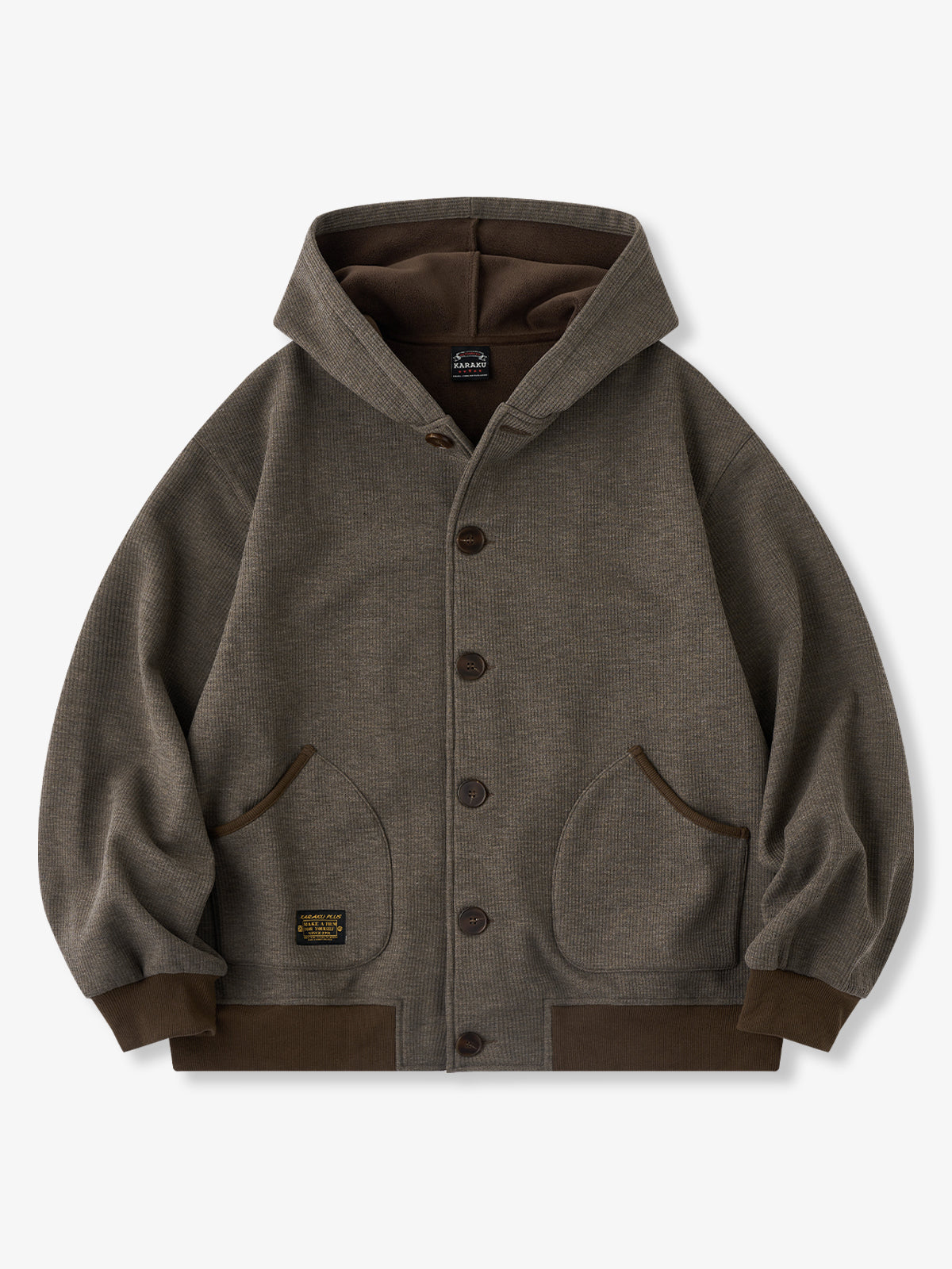 [Pre-Order] Waffle Knit Hooded Jacket with Fleece Lining