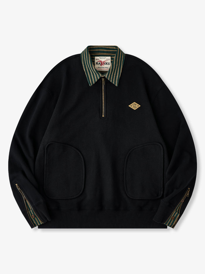 Layered Stripe Half-Zip Sweatshirt