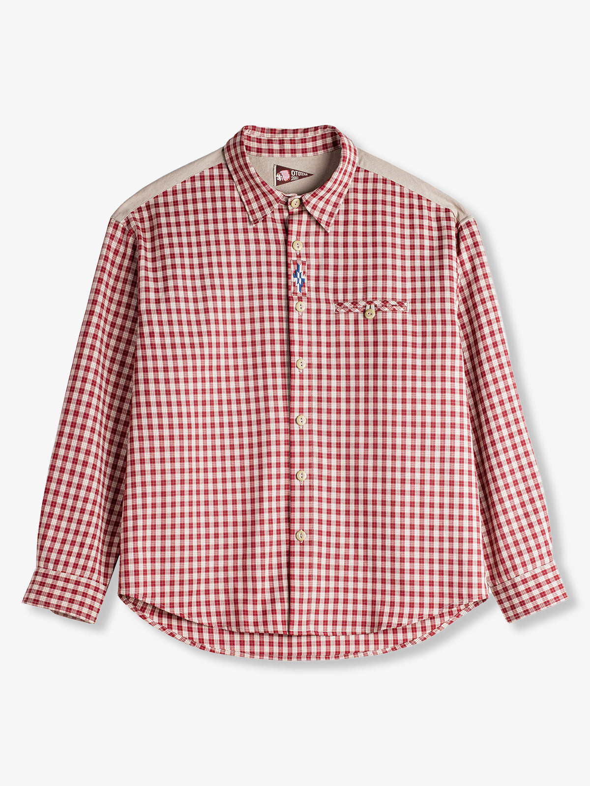 Vintage Plaid Shirt with Navajo-Inspired Embroidery