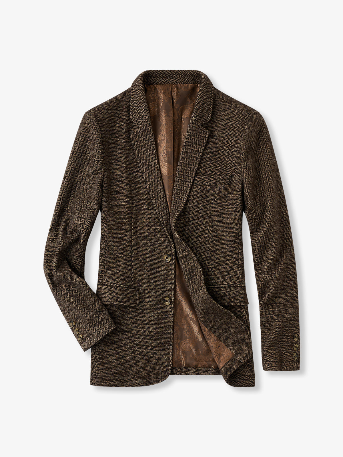 Wool-Blend Jacquard Blazer with Paisley Lining