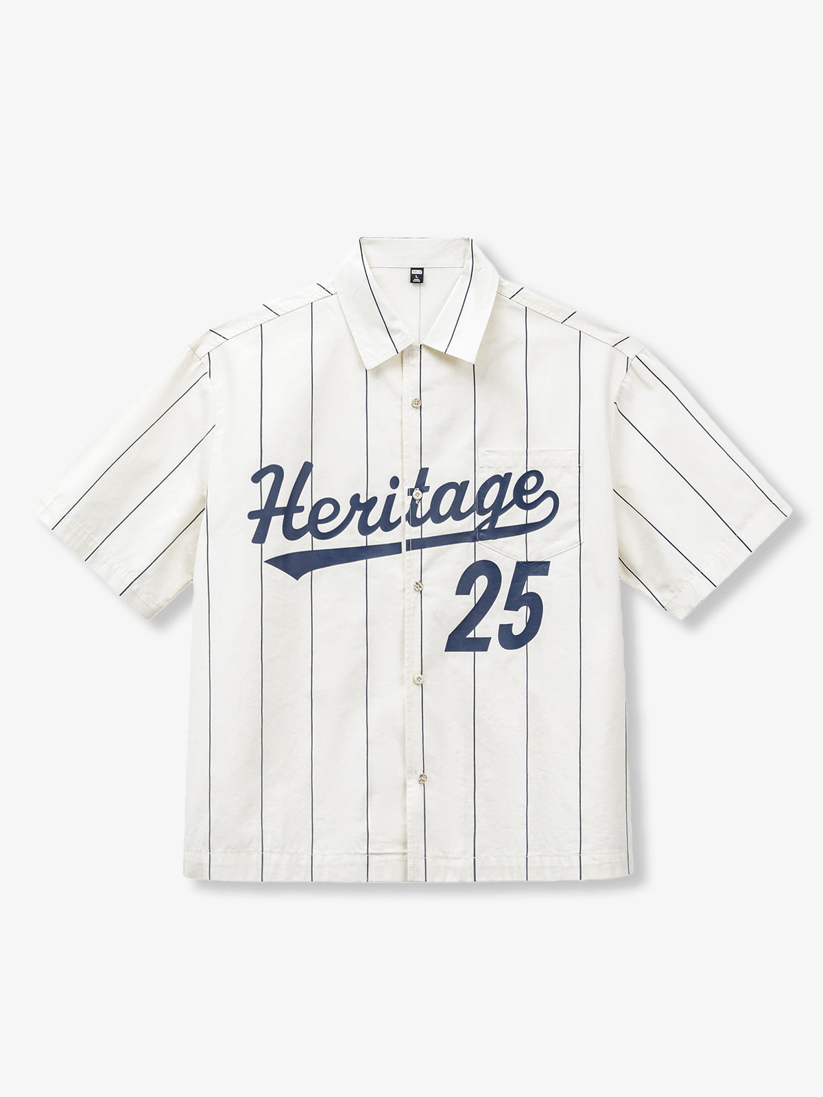 Heritage 25 Pinstripe Baseball Graphic Camp Collar Shirt