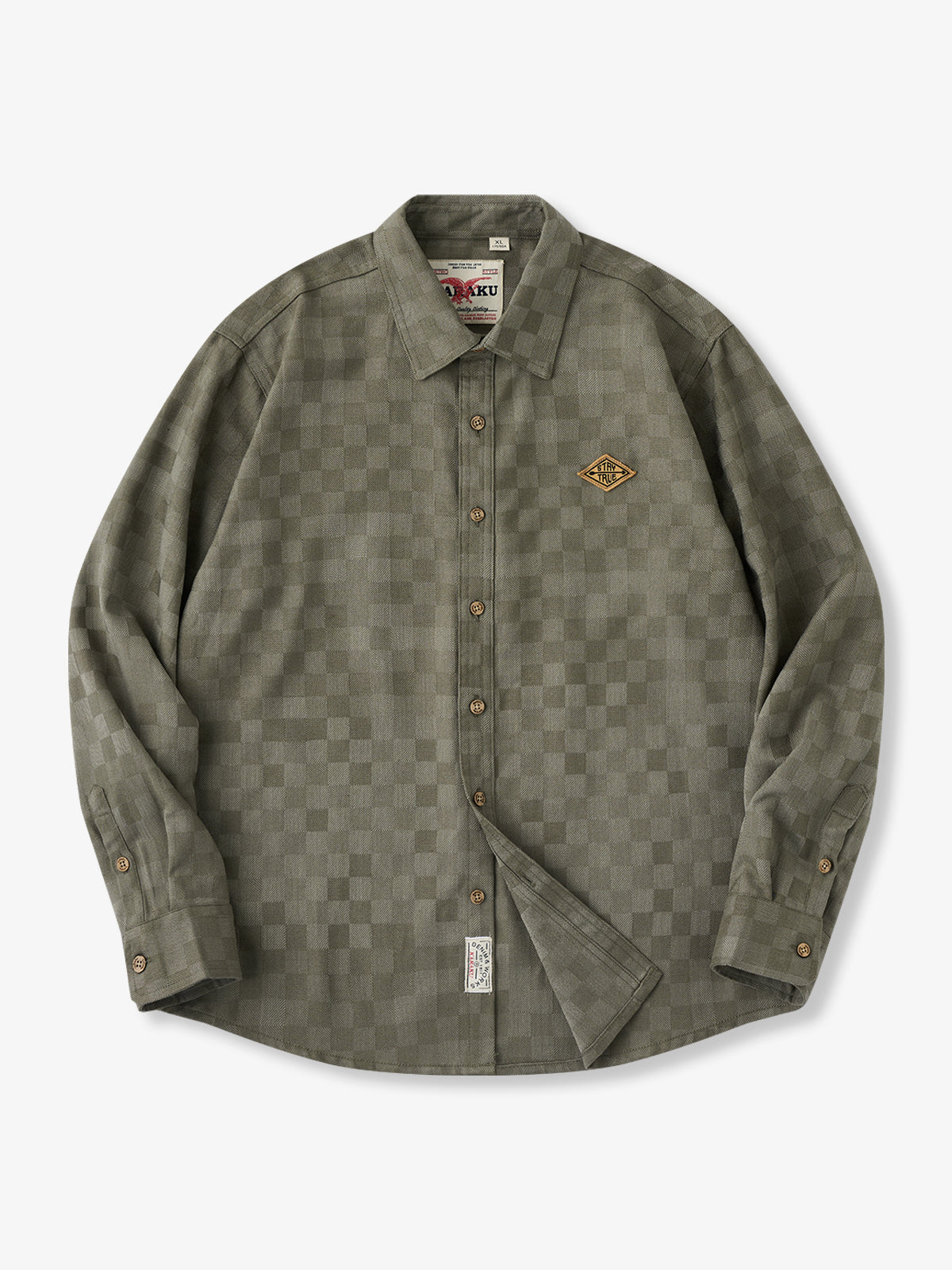 [Pre-order] “STAY TRUE” Embroidered Patch Check Jacquard Cotton Shirt