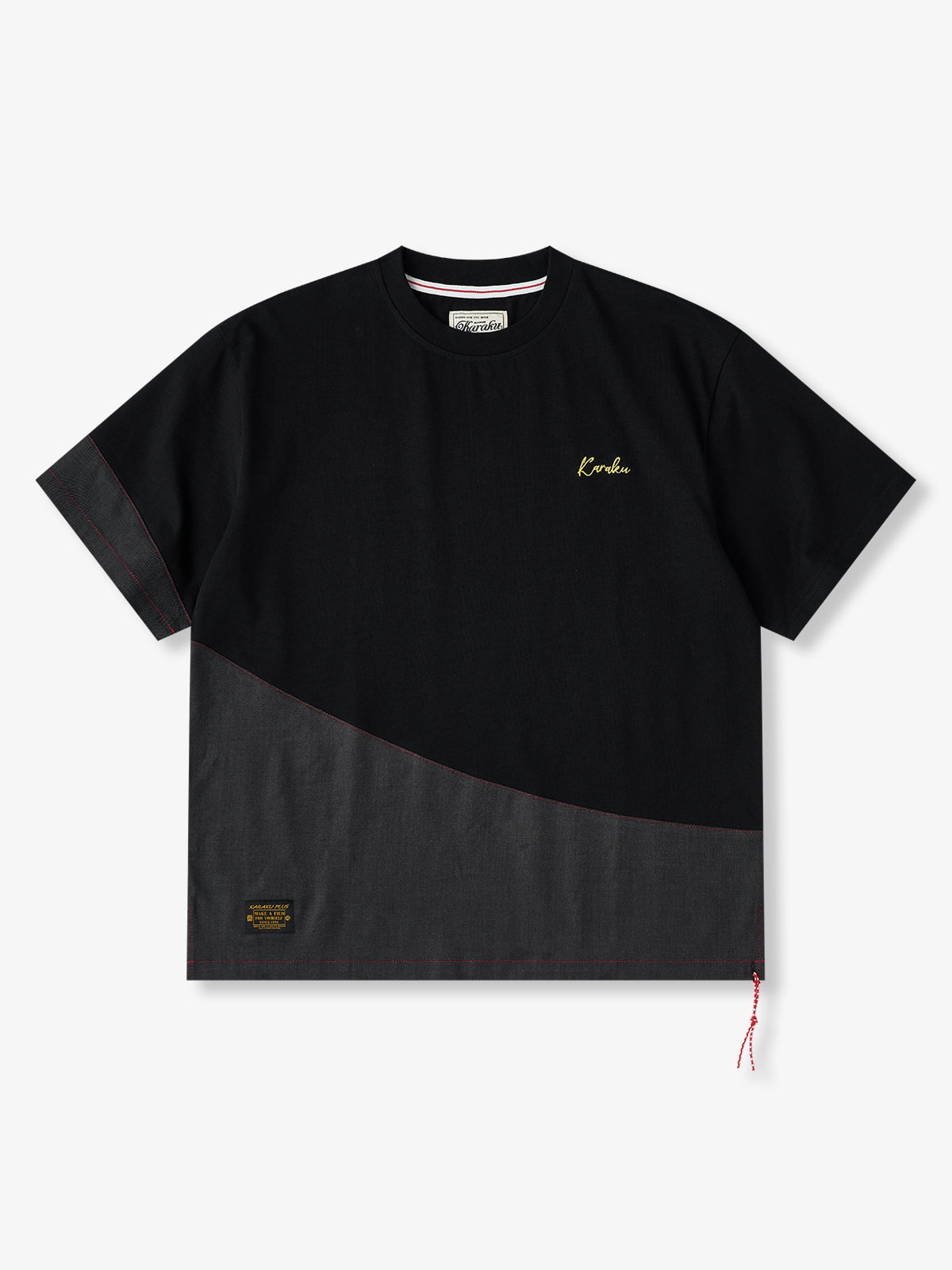 [Pre-order] Reconstructed Cotton Jersey x Denim Patchwork Asymmetrical Tee