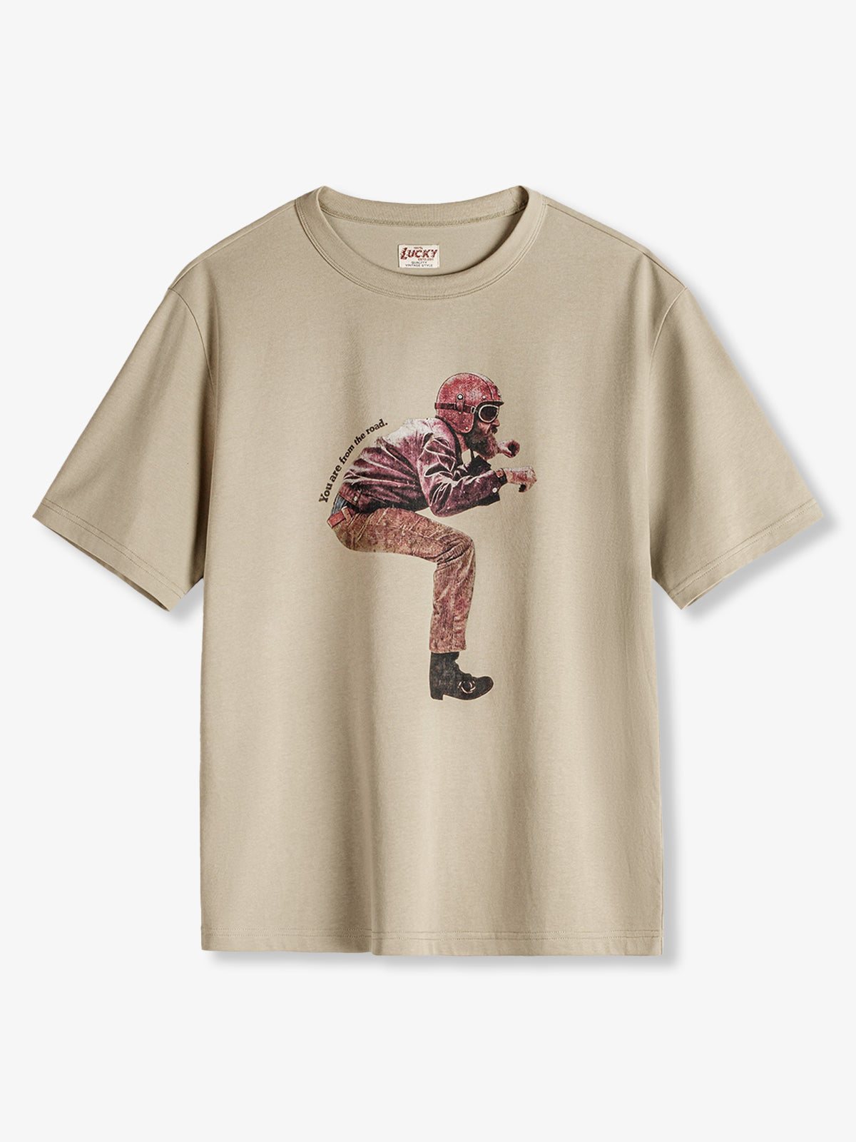 Vintage Motorcycle Rider Graphic Crew Neck T-Shirt