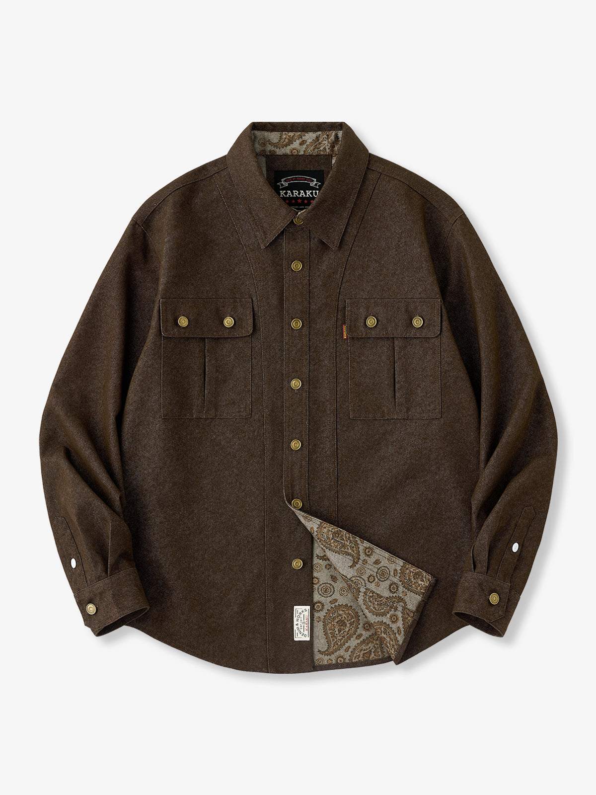 Paisley-Lined Double-Pocket Denim Work Shirt