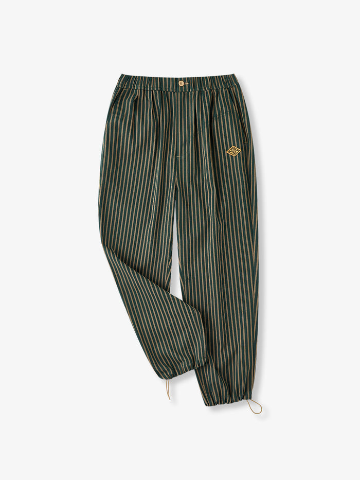 “STAY TRUE” Embroidered Patch Two-Tone Striped Easy Pants
