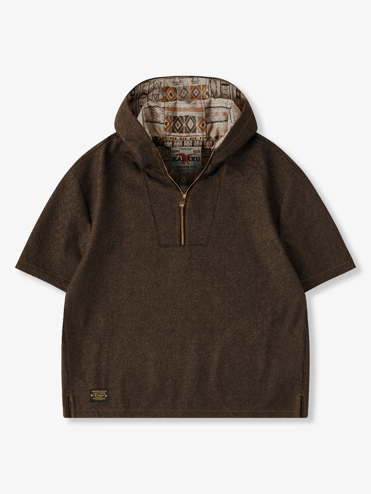 [Pre-order] Hooded Denim Pullover Shirt with Ethnic Print Lining