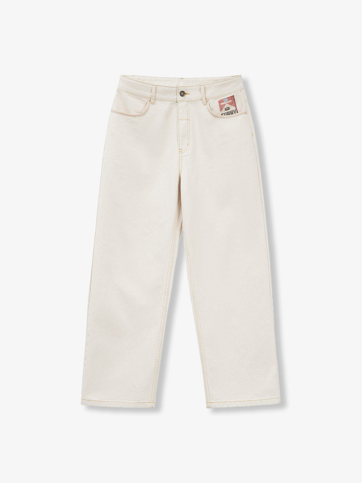 Vintage White Denim Carpenter Pants Straight Leg Relaxed Workwear Trousers