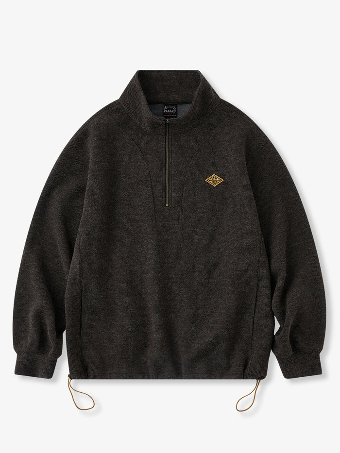 “STAY TRUE” Wool-Blend Half-Zip Knit Sweatshirt