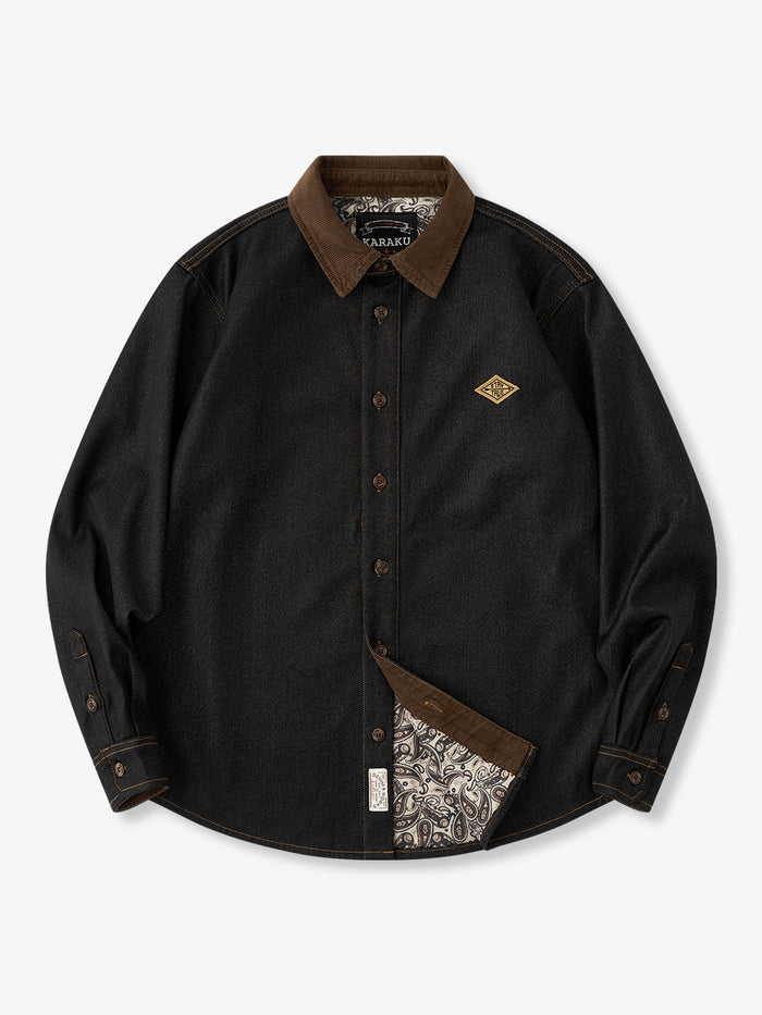 “STAY TRUE” Paisley-Lined Denim Shirt