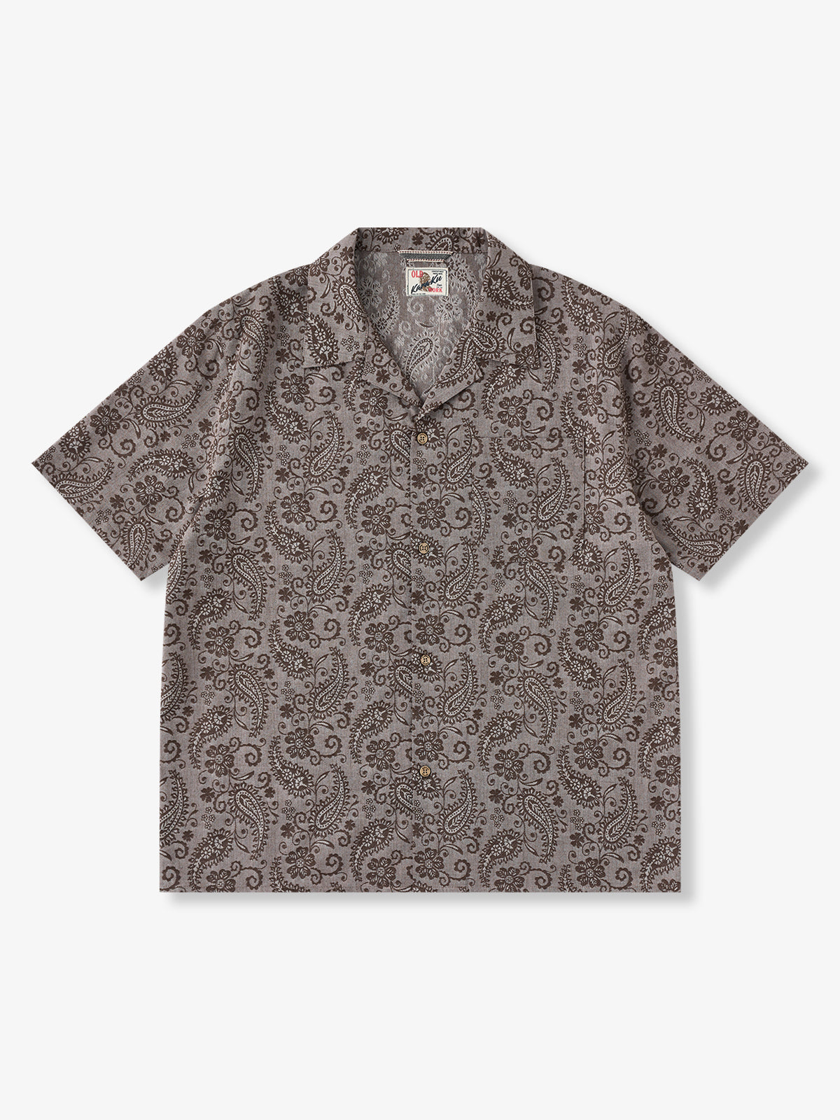 Custom Paisley Jacquard Cotton Camp Collar Shirt