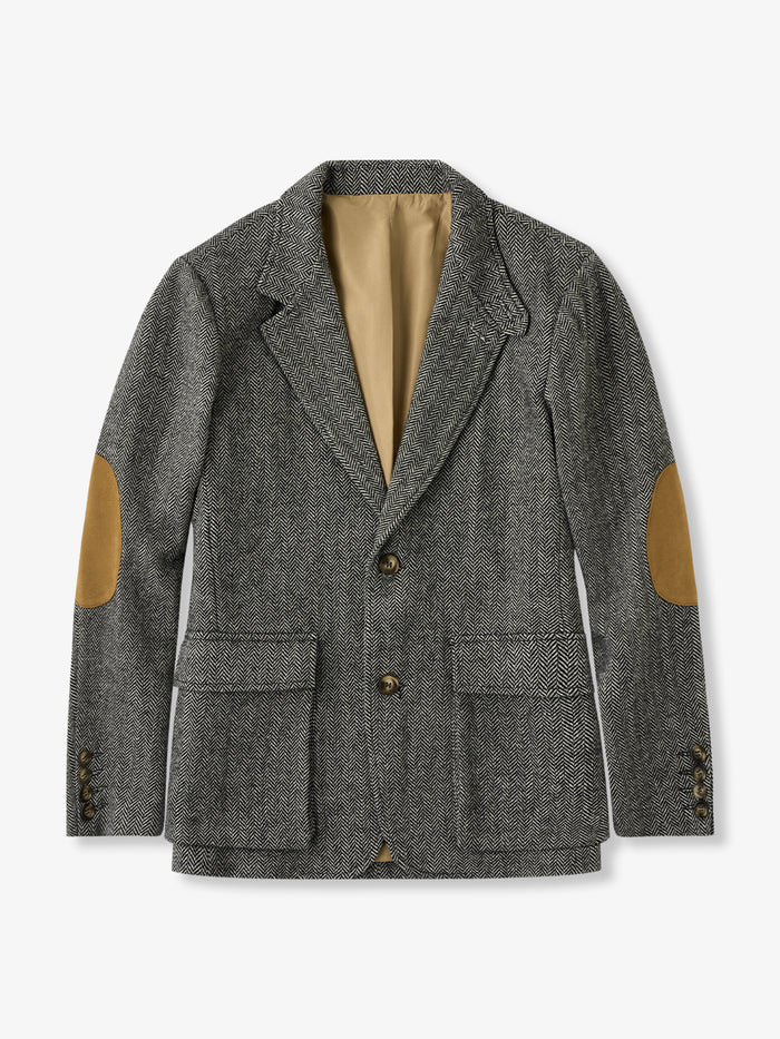 Wool-Blend Herringbone Blazer Jacket