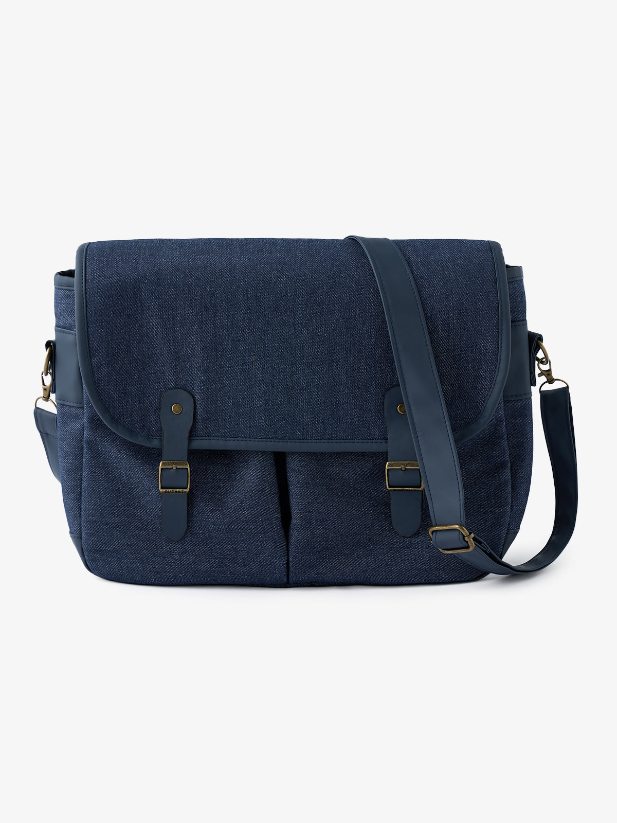 [Pre-order] Vintage Denim Messenger Bag with Ethnic Print Lining & Flap Closure