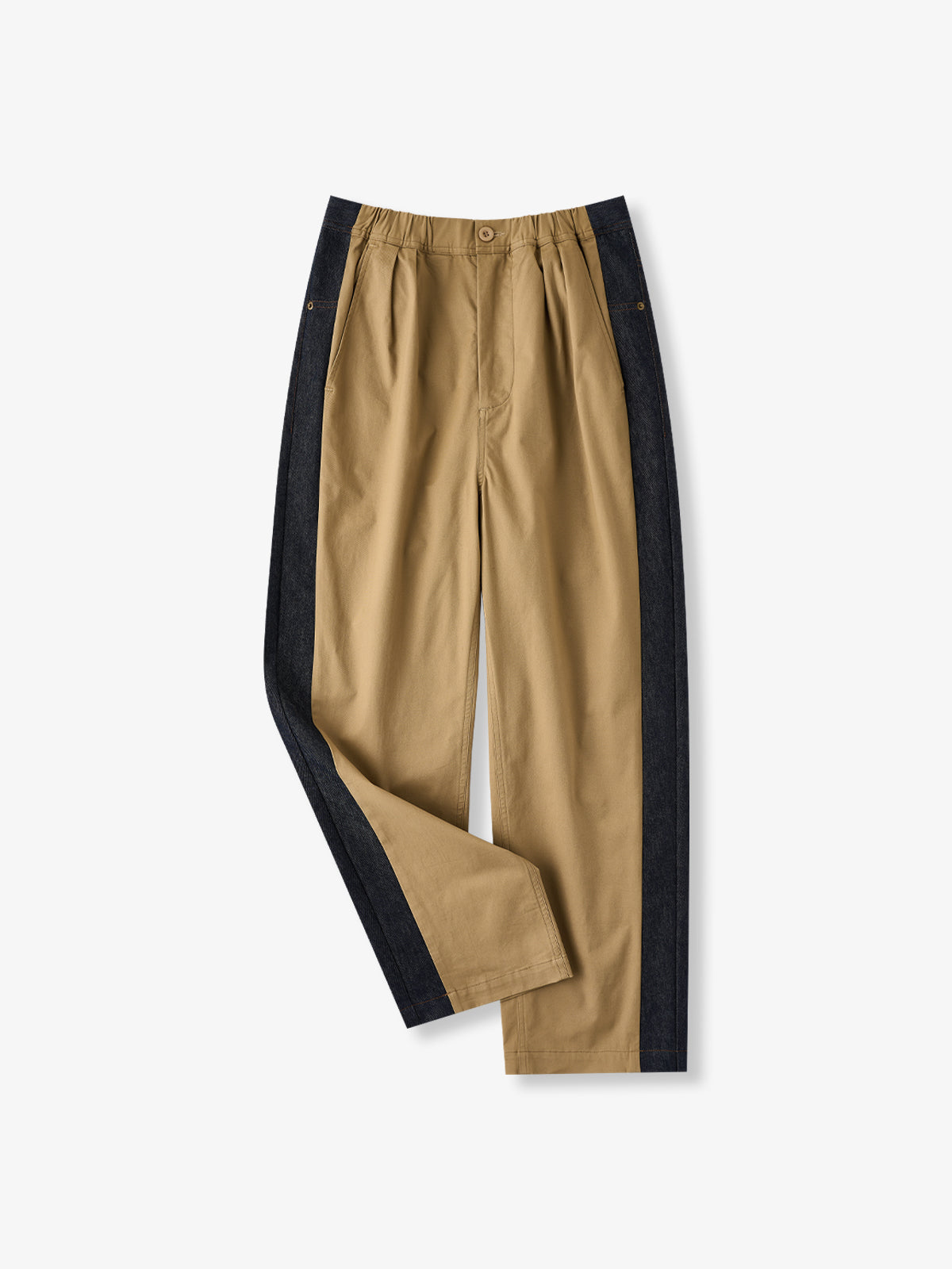 [Pre-order] Mixed Fabric Denim Relaxed Easy Pants