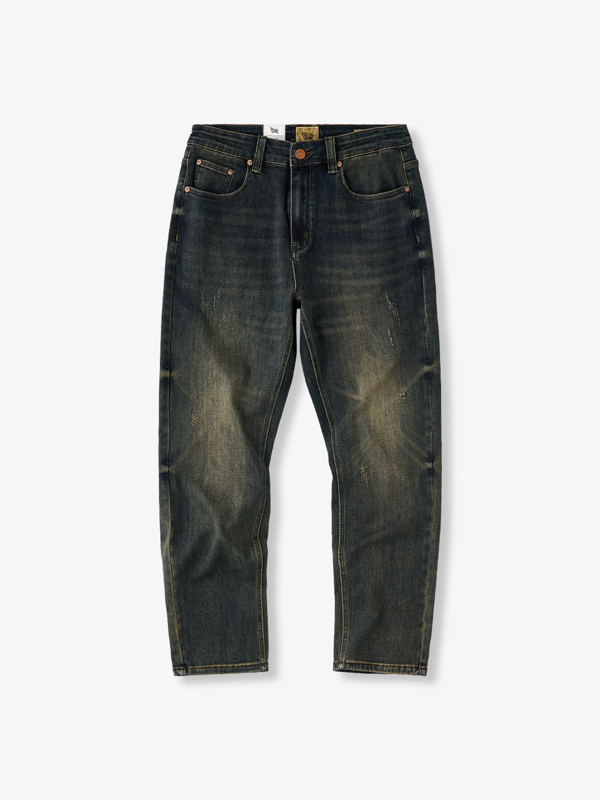 Vintage Washed Tapered Denim Jeans