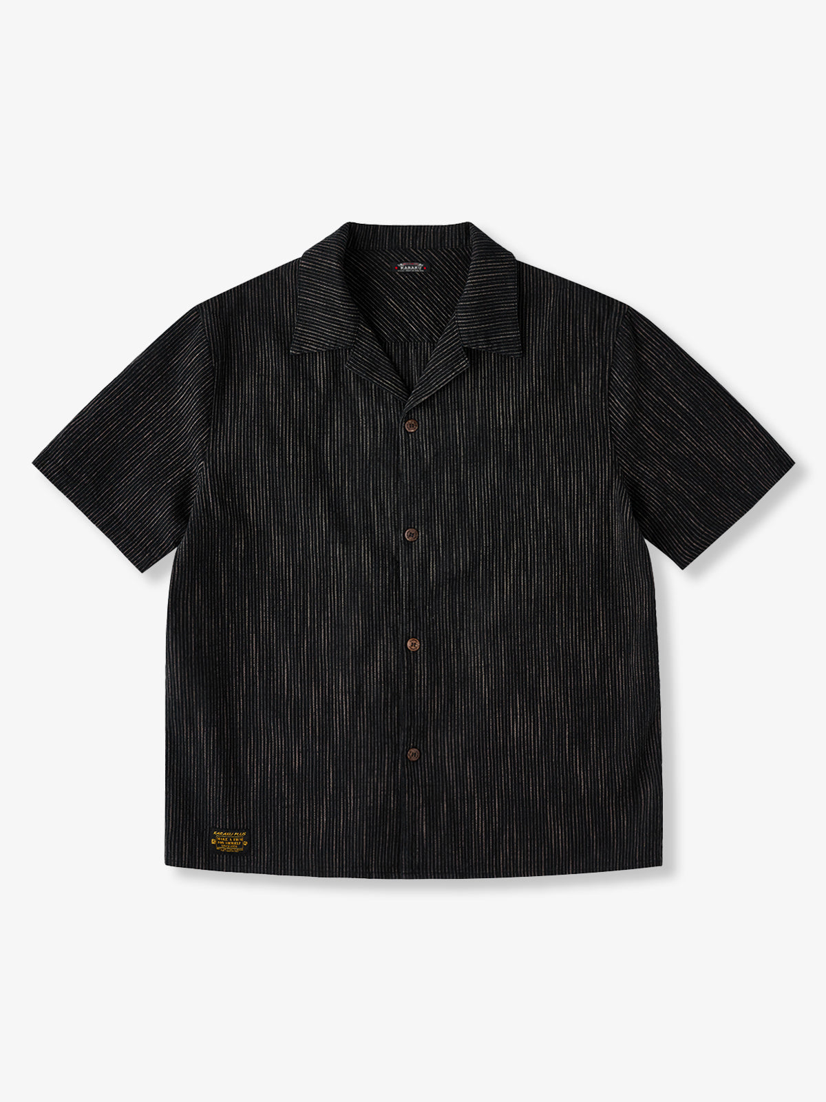 Coconut Button Tone-on-Tone Stripe Cuban Collar Shirt