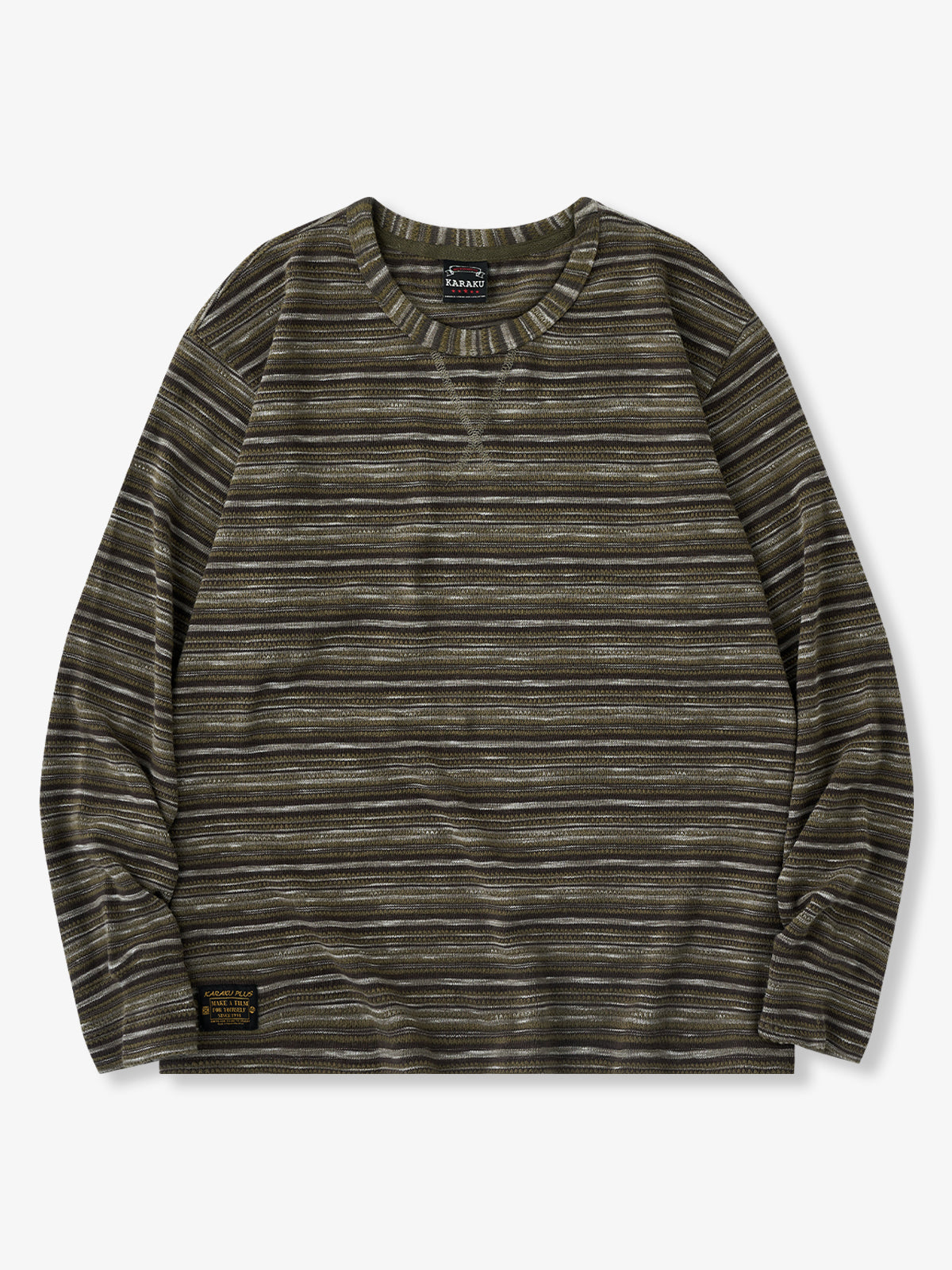 V-Gusset Multi-Stripe Knit Long Sleeve Tee