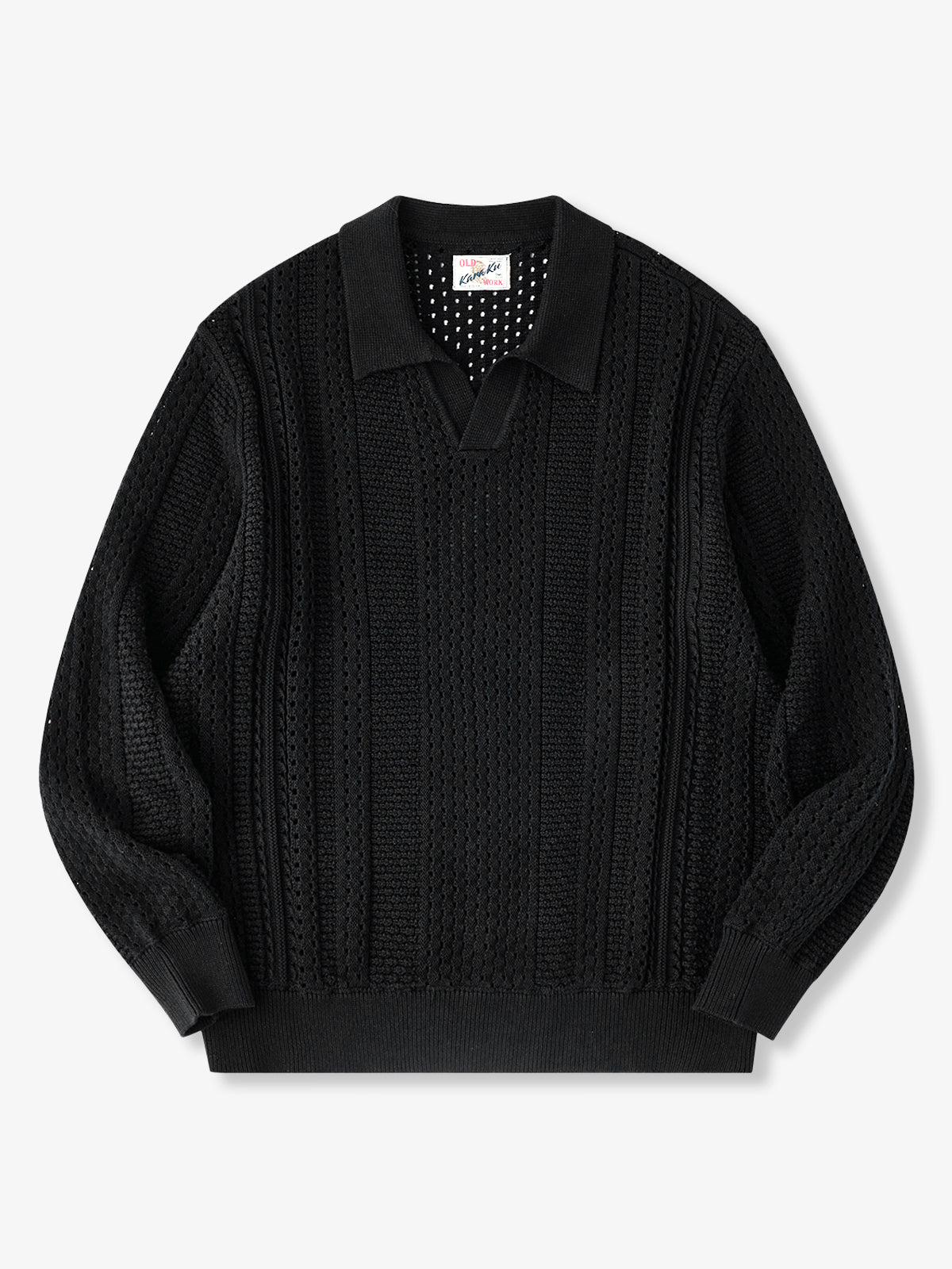 [Pre-Order] Open-Knit V-Neck Polo Sweater