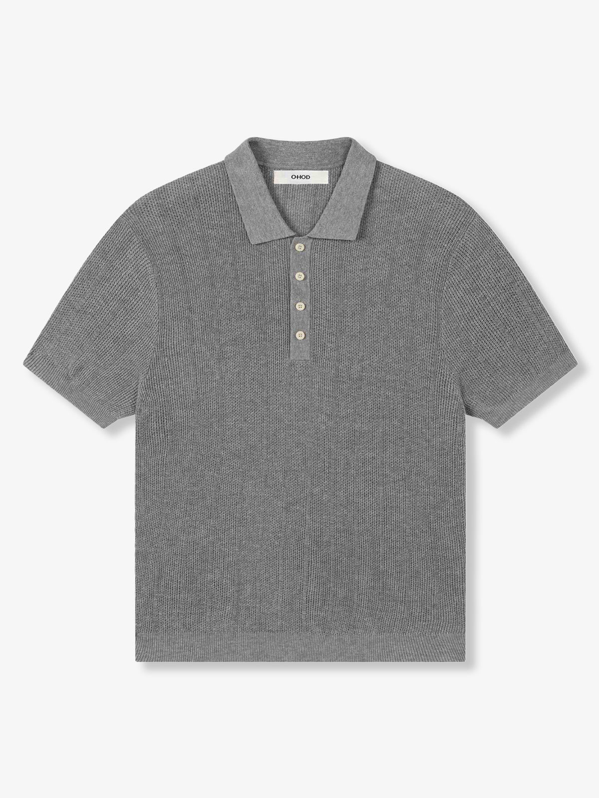 Lightweight Linen Blend Textured Knit Polo Shirt