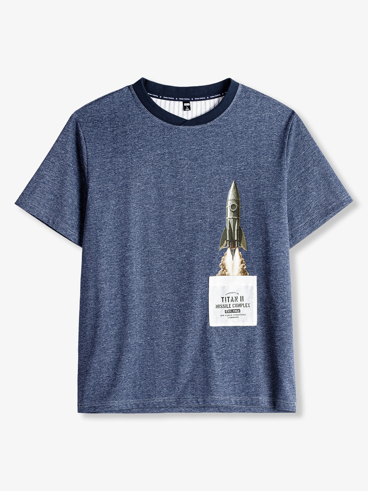 Vintage Washed Graphic Ribbed Collar T-Shirt