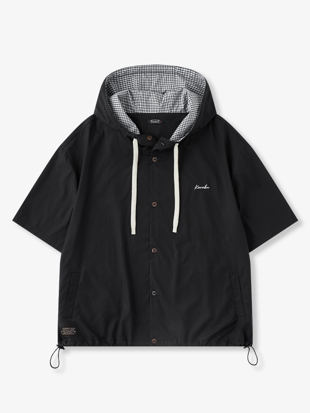 [Pre-order] Urban Outdoor Hooded Shirt with Plaid Trim & Karaku Embroidery
