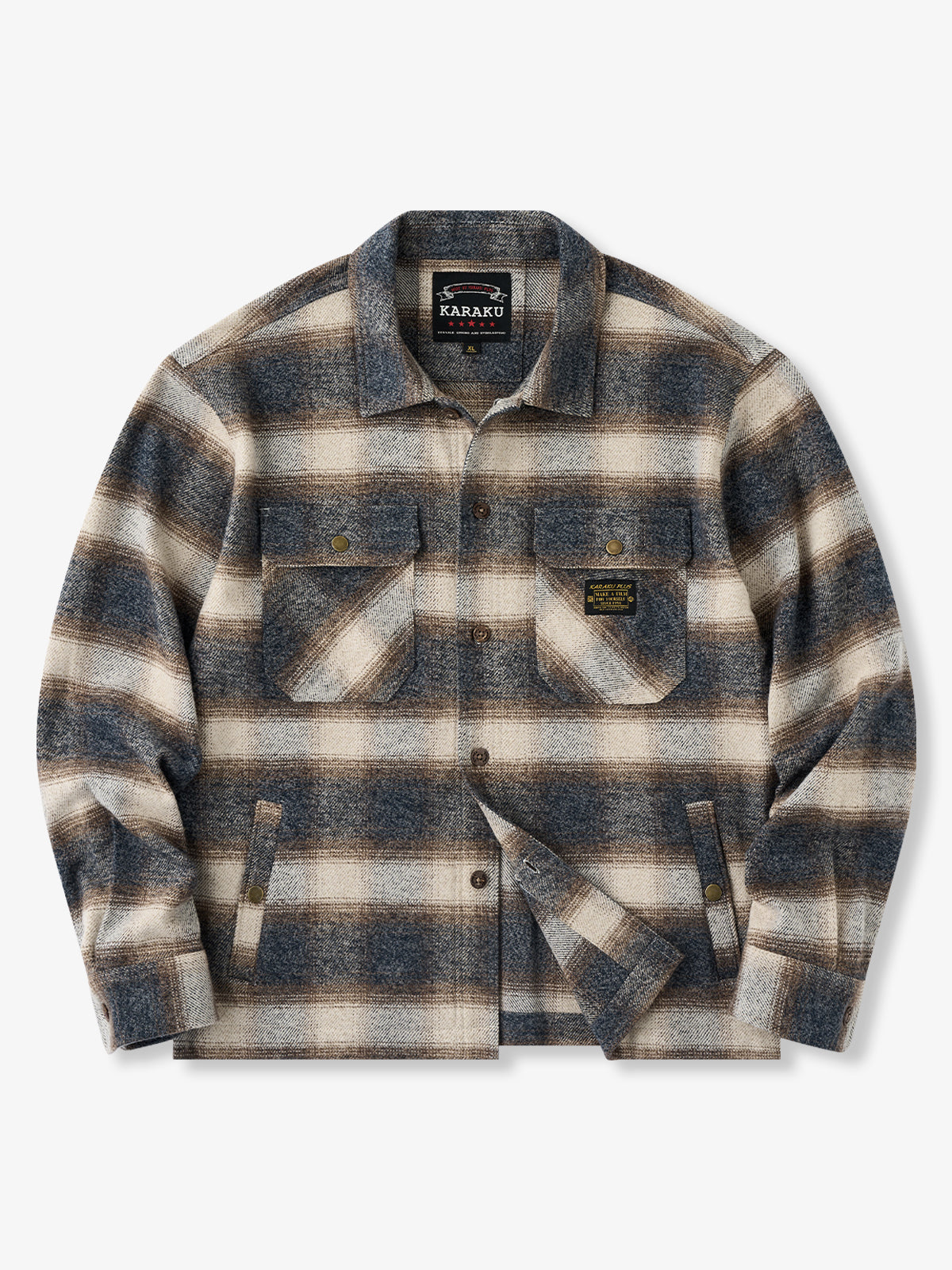 [Pre-Order] Brushed Ombre Plaid Shirt Jacket with Flap Pockets