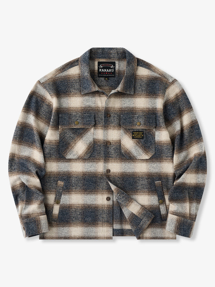 [Pre-Order] Brushed Ombre Plaid Shirt Jacket with Flap Pockets