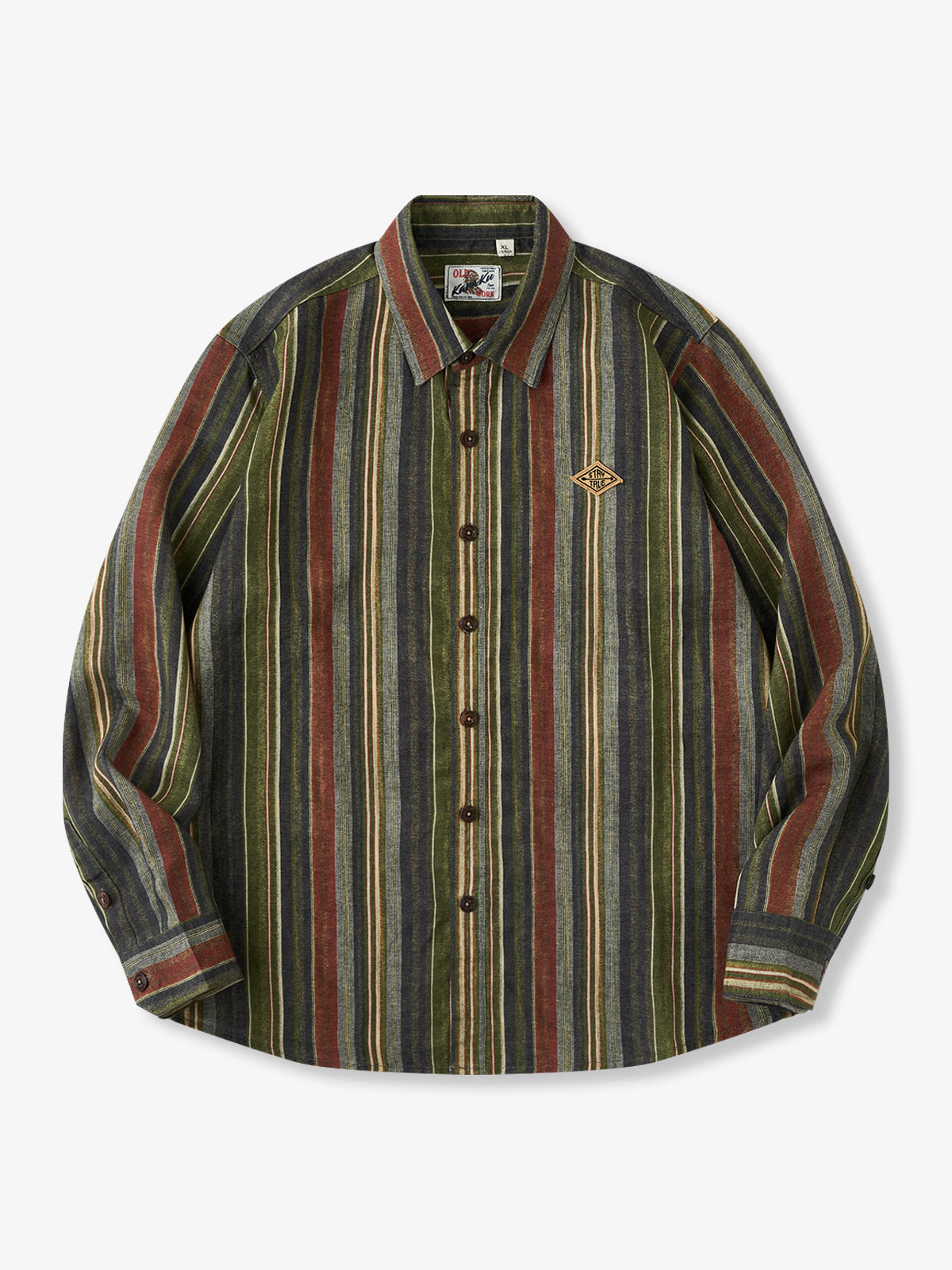 Tencel Linen Retro Multistripe Yarn Dyed Long Sleeve Shirt