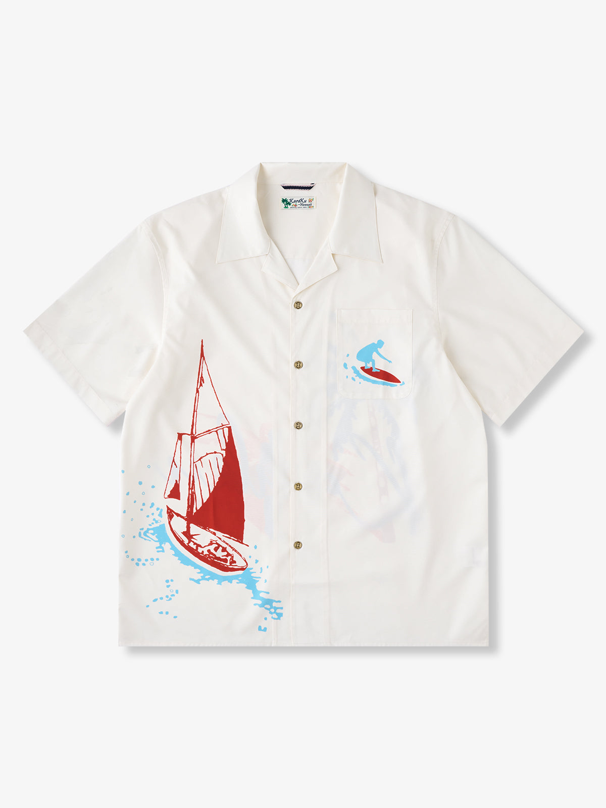 [Pre-order] Surfer & Palm Tree Print Aloha Shirt