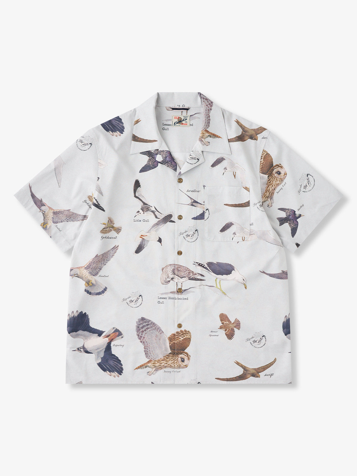 Watercolor Bird Field Guide Cuban Collar Shirt