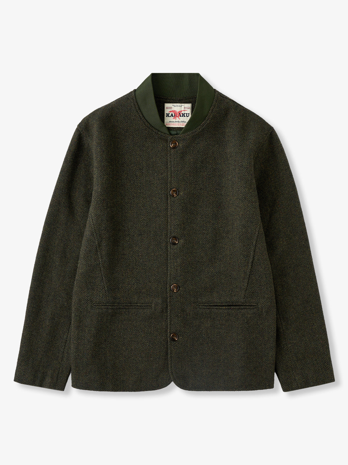 Rib-Collar Herringbone Work Jacket