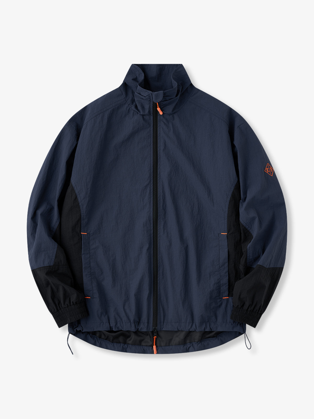 Nylon Color-Block Jacket with Two-Way Zipper & Adjustable Hem