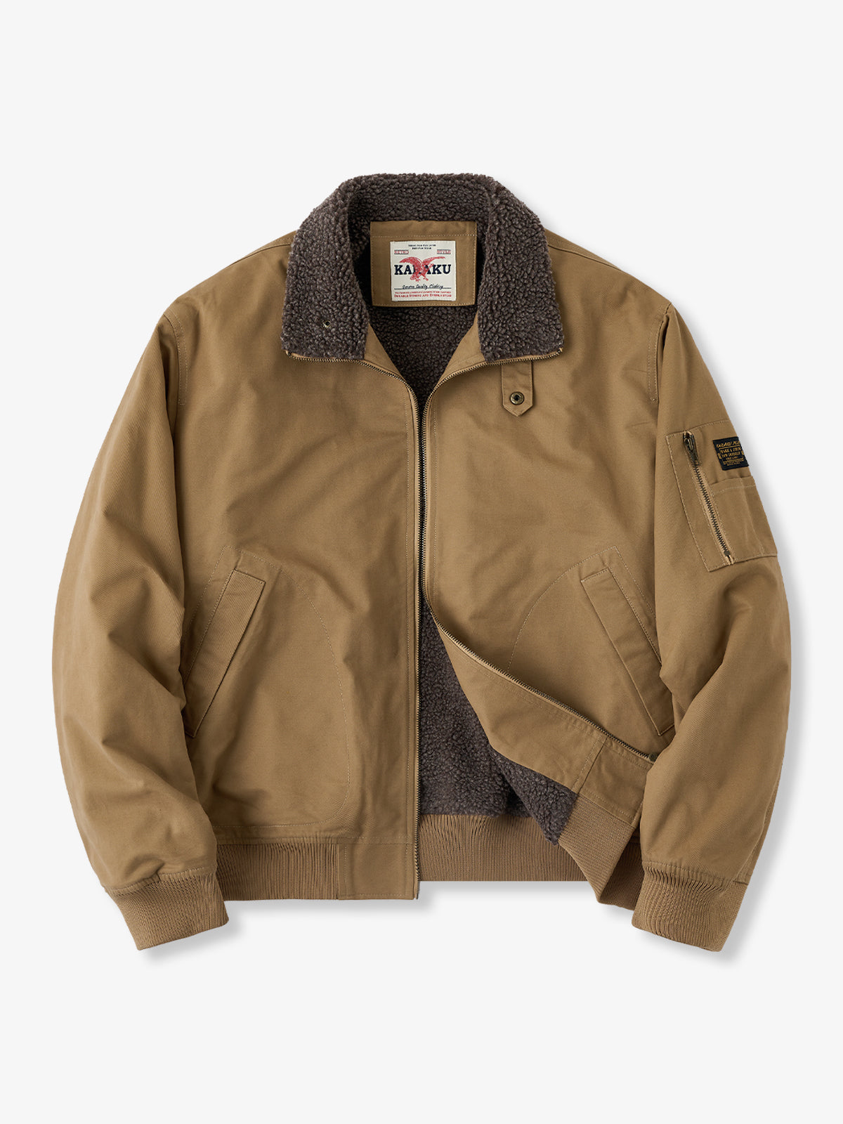 Sherpa-Lined Heavyweight Cotton Aviator Jacket