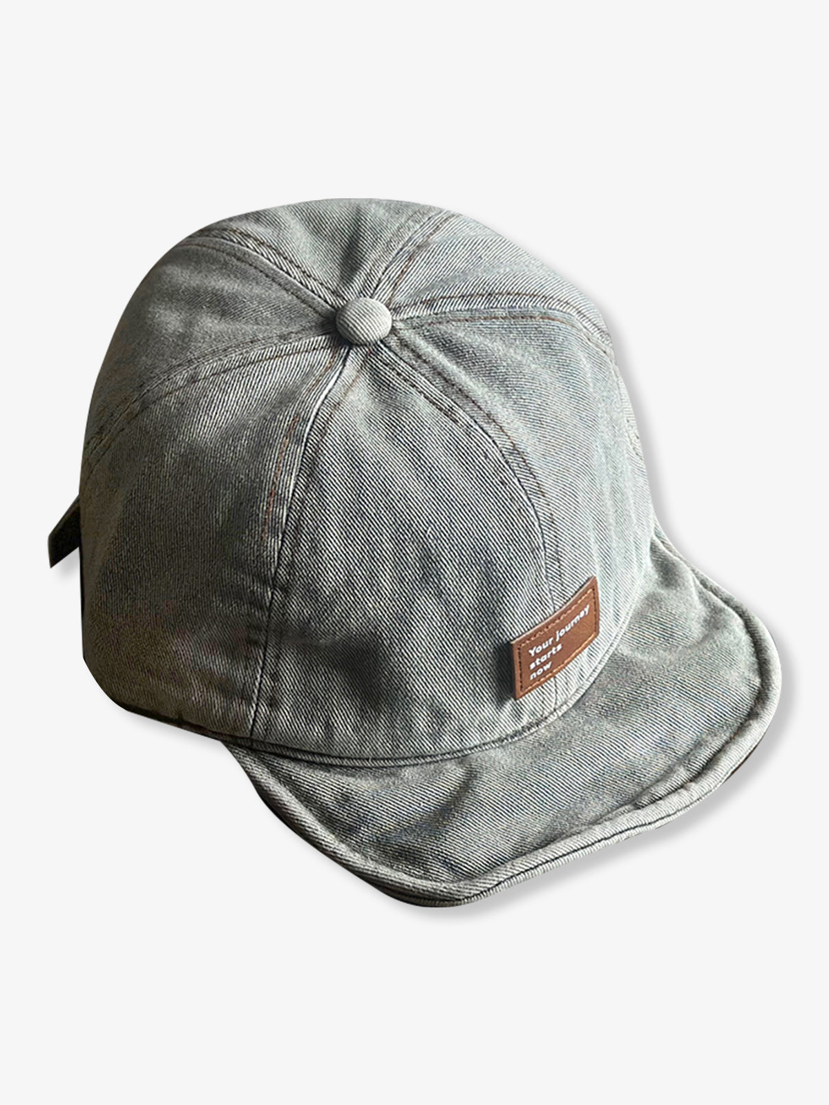 Vintage Washed Denim Baseball Cap with Curved Brim