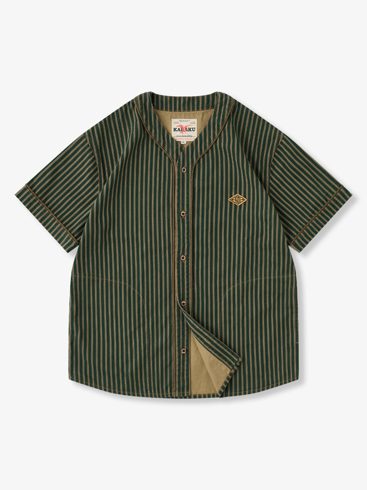 [Pre-order] "STAY TRUE" Embroidered Patch Retro Stripe Baseball Collar Shirt