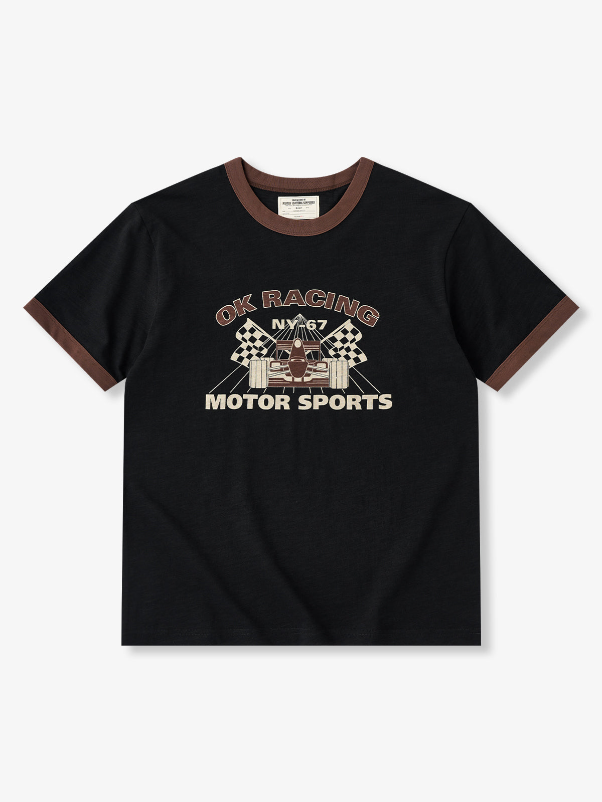 Heavyweight Slub Cotton Contrast Rib Vintage Racing Short Sleeve T-Shirt