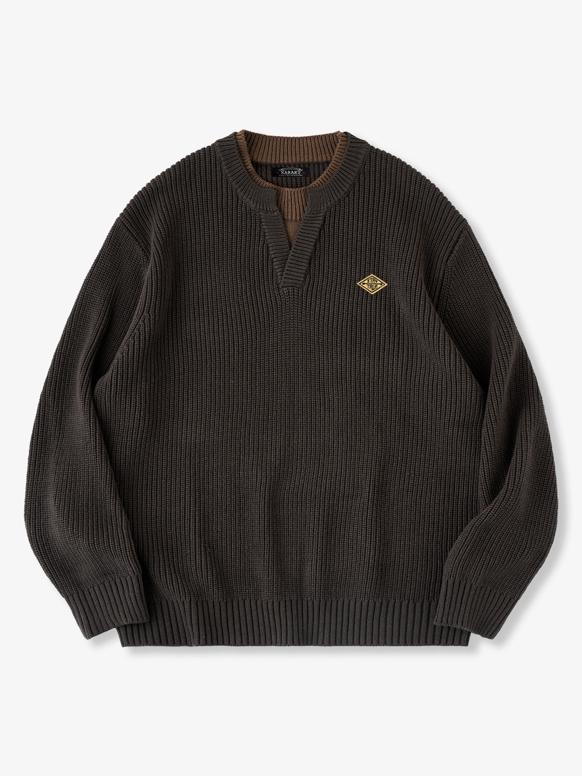 "STAY TRUE" Color-Block Layered Knit Sweater