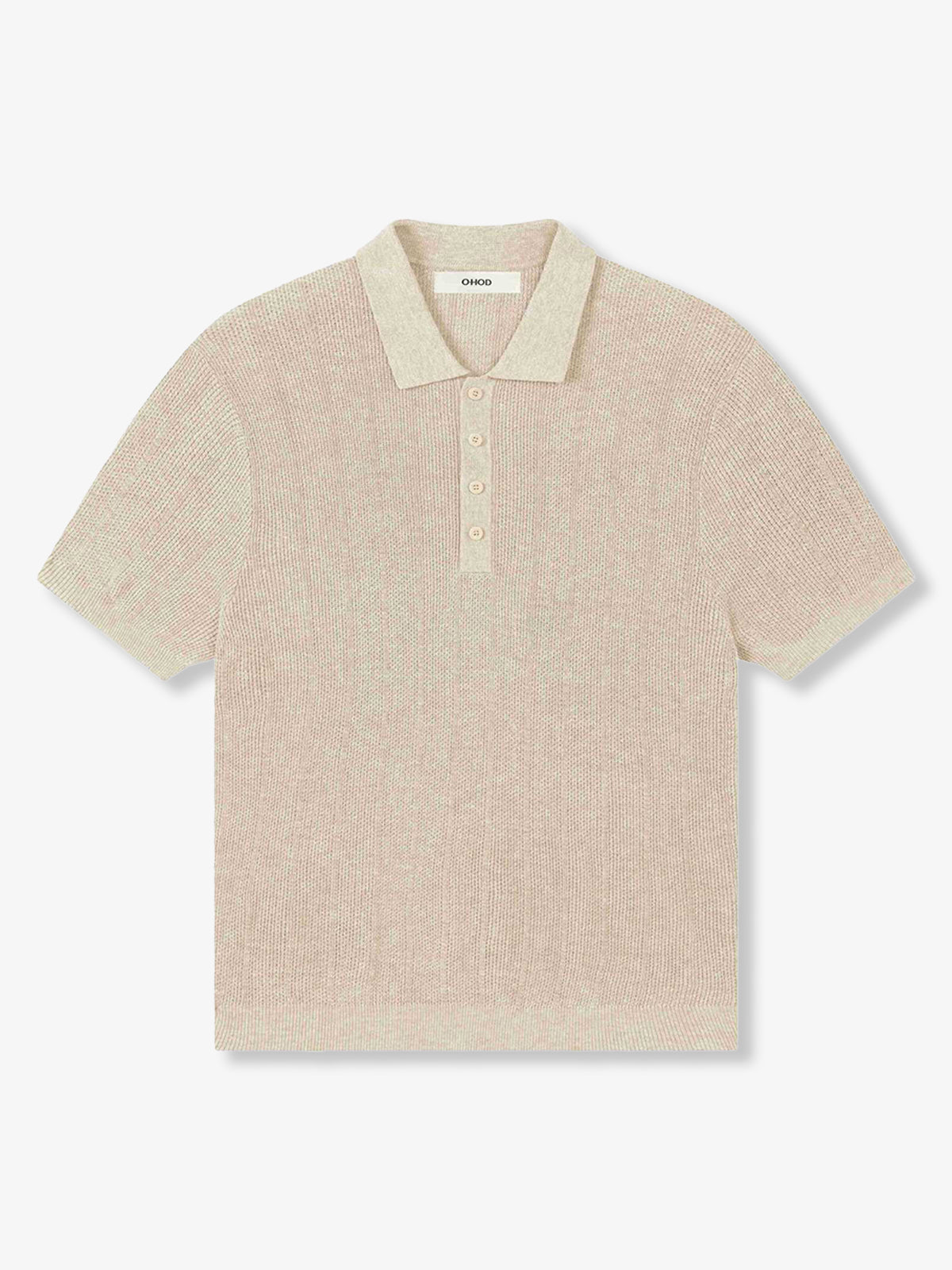 Lightweight Linen Blend Textured Knit Polo Shirt