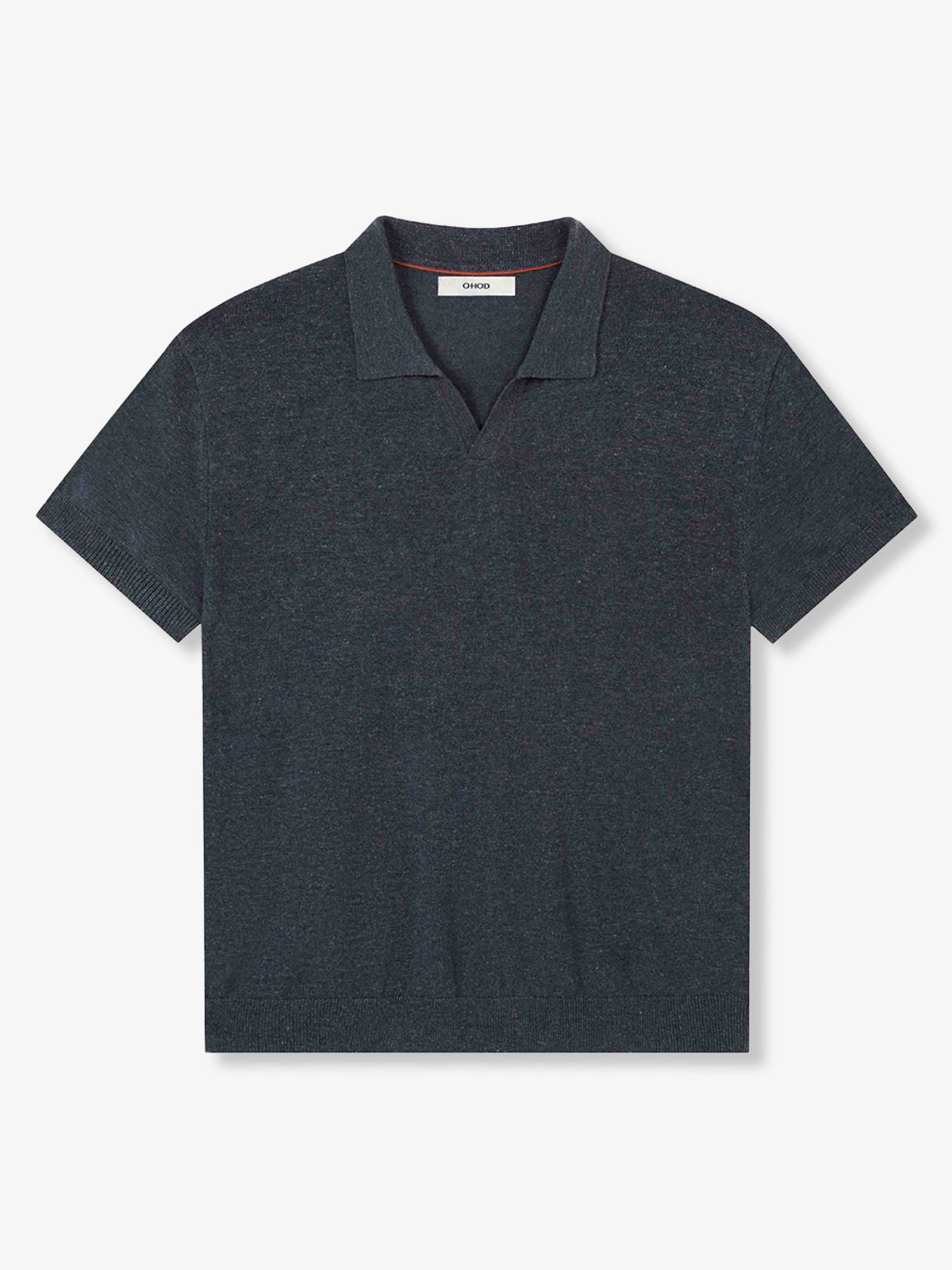 Lightweight Linen Blend Open Collar Knit Polo Shirt