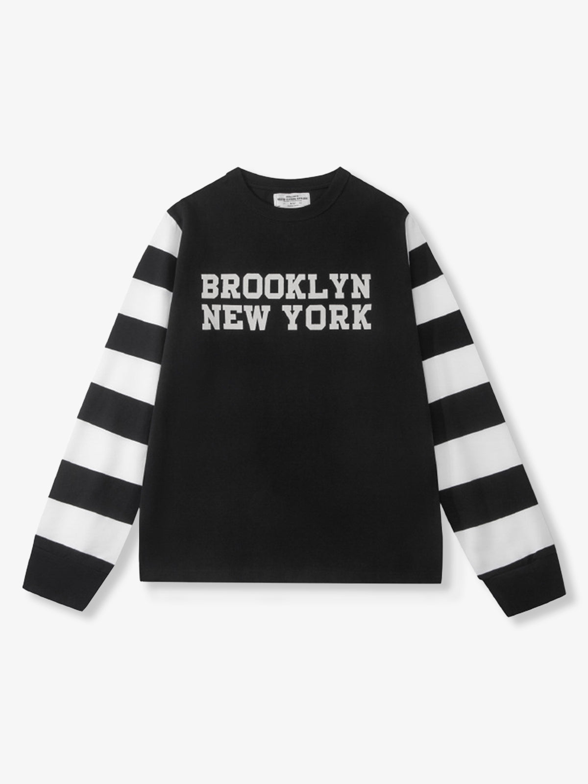Brooklyn New York Graphic Striped Sleeve Long Sleeve Tee