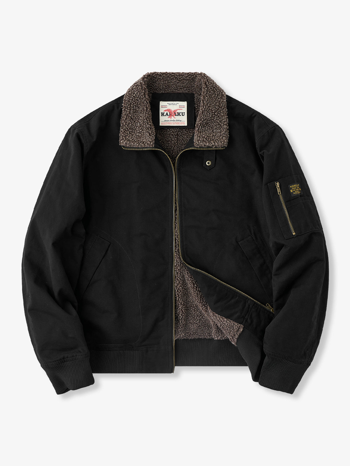 Sherpa-Lined Heavyweight Cotton Aviator Jacket