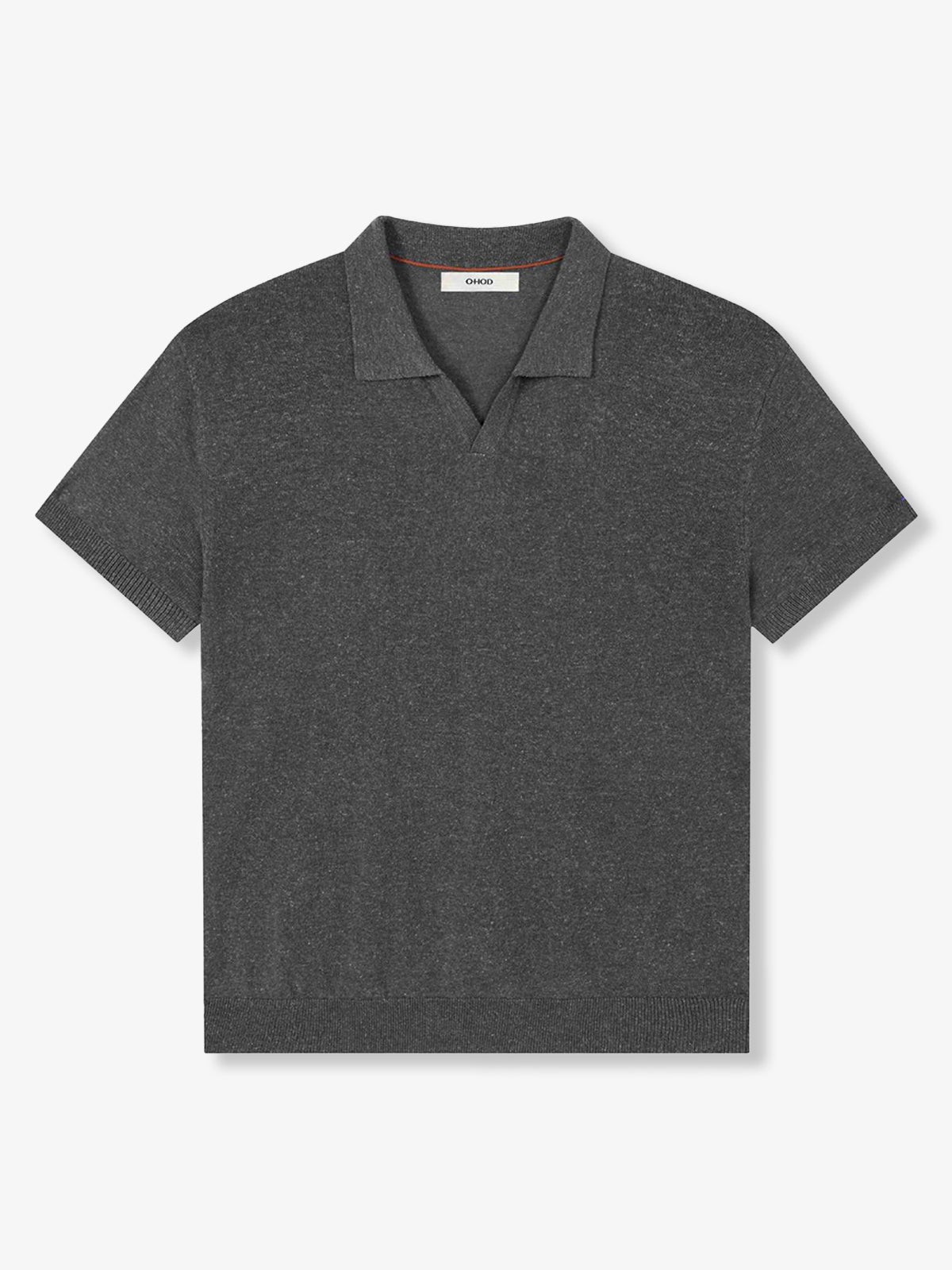 Lightweight Linen Blend Open Collar Knit Polo Shirt