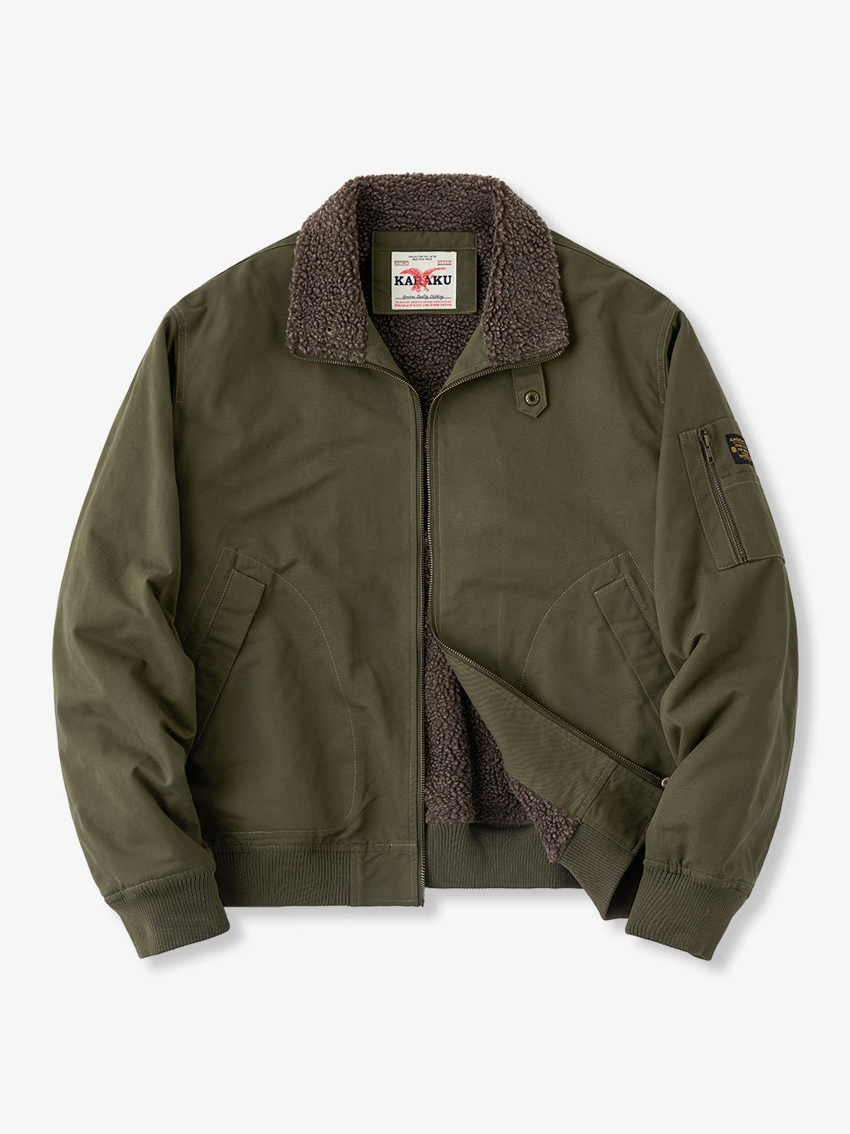 Sherpa-Lined Heavyweight Cotton Aviator Jacket