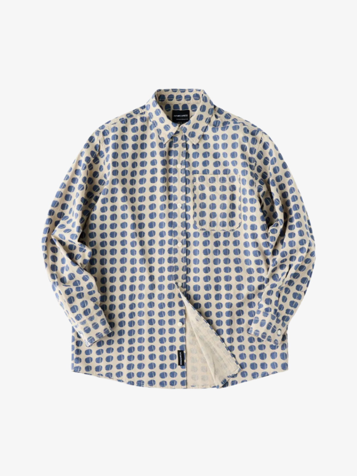 Circle Pattern Cotton Long Sleeve Shirt