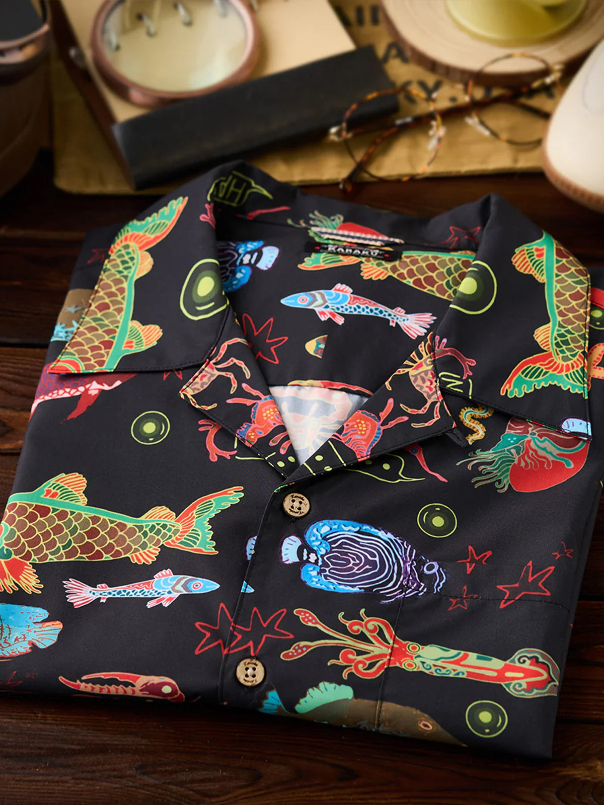 Deep Sea Neon Show'' All Over Print Aloha Shirt – Karaku