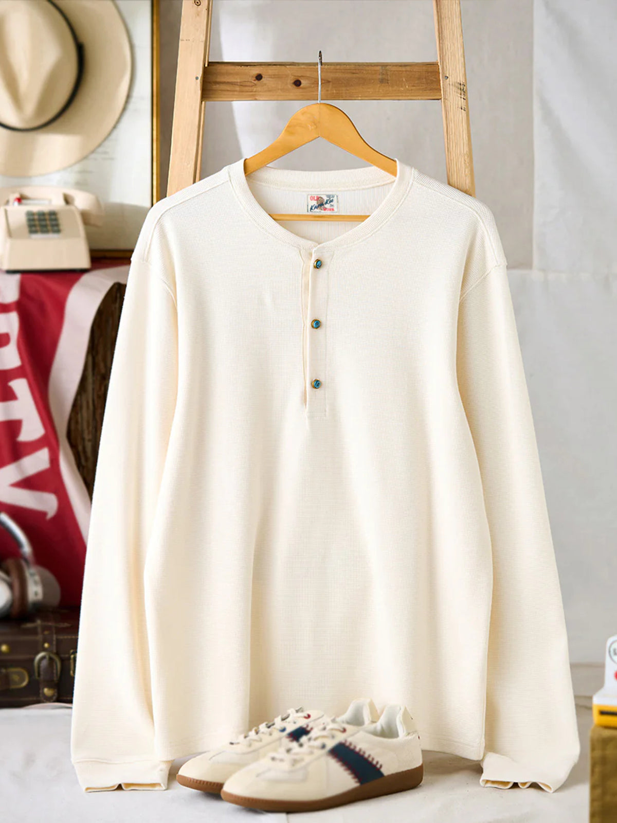 トップス Waffle henley neck long sleeve t-shirt Waffle T-Shirt | Henley Neck | Long Sleeve | UNIQLO US