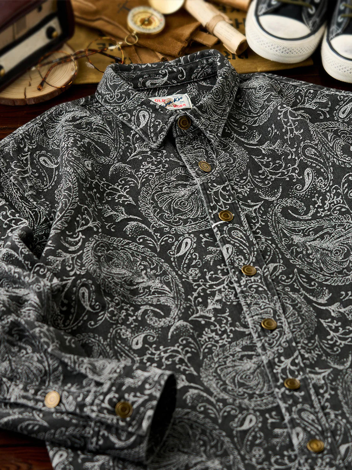 トップス Saint Laulent paisley shirt SAINT LAURENT - Camp-Collar Paisley-Print Silk Shirt - Blue