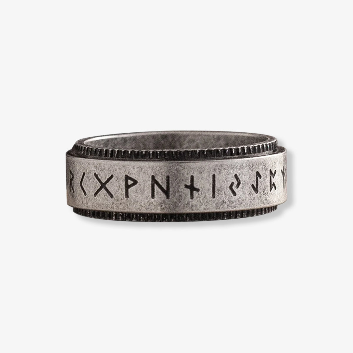 Key Ring Rune “Runes & Greek Key” Vintage-Finish Spinner Ring – Karaku