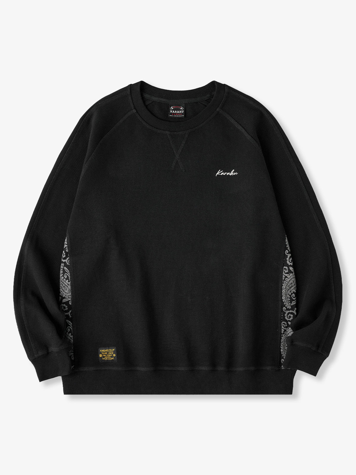 [Pre-Order] Jacquard Paisley Panel “KaraKu” Embroidered Mini Waffle Sweatshirt